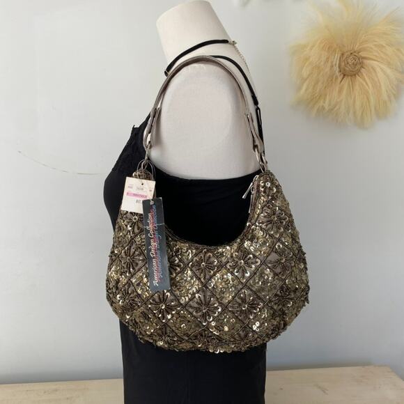 Vintage American Design Womens Sequin Beaded Embellished Purse Handbag Hoco Prom - Picture 1 of 13